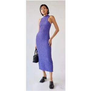 Urban Outfitters Uo Gina Bubble Knit Midi Dress In Purple Size Large NWT